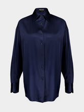 Tom Ford Dark Navy Silk Satin Relaxed Shirt