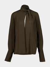 Tom Ford Desert Palm Silk Georgette Draped Blouse