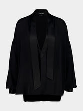 Tom Ford Black Washed Silk Tunic Shirt with Tuxedo Details