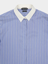 Tom Ford Light Blue Striped Silk Tunic Shirt