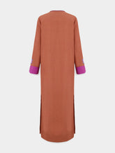 Paula Camille Caramel Café Linen Dress with Embroidered Patches and Belt