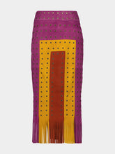 Paula Campfire Purple Potion Suede Skirt with Fringes