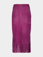 Paula Campfire Purple Potion Suede Skirt with Fringes