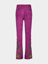Paula Capella Purple Potion Embroidered Suede Pants