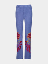 Paula Capella Dutch Blue Embroidered Suede Trousers