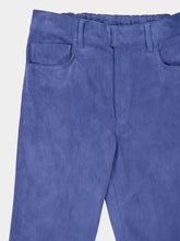 Paula Capella Dutch Blue Embroidered Suede Trousers
