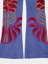 Paula Capella Dutch Blue Embroidered Suede Trousers