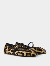 Dolce & Gabbana Leopard-Print Velvet Ballet Flats with DG Logo