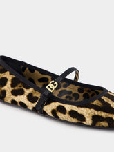 Dolce & Gabbana Leopard-Print Velvet Ballet Flats with DG Logo