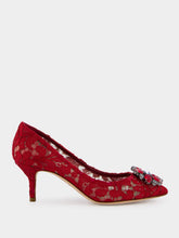 Dolce & Gabbana Red Lace Bellucci Pumps With Crystal Detail