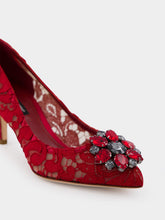 Dolce & Gabbana Red Lace Bellucci Pumps With Crystal Detail