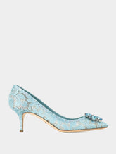 Dolce & Gabbana Light Blue Lace Pumps with Jewel Detail