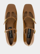 Dolce & Gabbana Brown Patent Mid-Heel Mary Jane Pumps