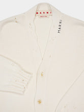 Marni White Cotton V-Neck Cardigan