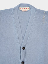 Leaden Blue V-Neck Buttoned Virgin Wool Cardigan | PDP - Fashion Clinic
