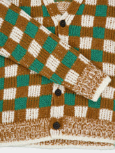Marni Seagreen Checkerboard Wool Cardigan