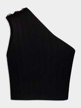 Balmain Asymmetric One-Shoulder Knit Top