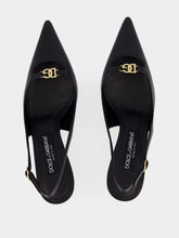 Dolce & Gabbana Black Silk Nappa Leather Slingbacks