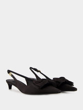 Dolce & Gabbana Black Satin Bow Slingbacks