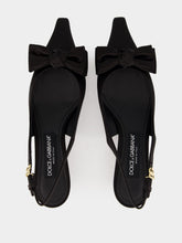 Dolce & Gabbana Black Satin Bow Slingbacks
