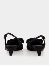 Dolce & Gabbana Black Satin Bow Slingbacks