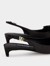 Dolce & Gabbana Black Satin Bow Slingbacks