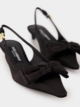 Dolce & Gabbana Black Satin Bow Slingbacks