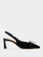 Dolce & Gabbana Black Velvet Slingbacks with Jeweled Buckle