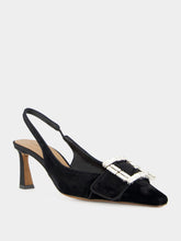 Dolce & Gabbana Black Velvet Slingbacks with Jeweled Buckle