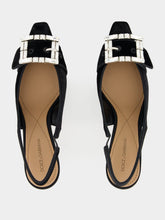 Dolce & Gabbana Black Velvet Slingbacks with Jeweled Buckle