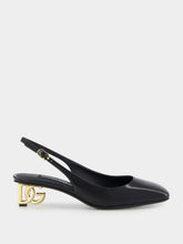 Dolce & Gabbana Black Patent Leather Slingbacks with DG Heel