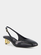 Dolce & Gabbana Black Patent Leather Slingbacks with DG Heel