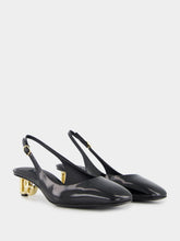 Dolce & Gabbana Black Patent Leather Slingbacks with DG Heel
