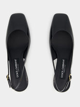 Dolce & Gabbana Black Patent Leather Slingbacks with DG Heel