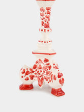 Les Ottomans White and Red Ceramic Turquerie Candleholder