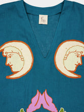 Paula Cinnabar Linen Dress With Embroidered Patches