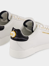 Dolce & Gabbana White and Gold Leather Low-Top Sneakers