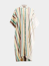 Marrakshi Life Striped Oversized Cotton Caftan Dress
