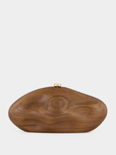 Cult Gaia Walnut Brown Caldera Wooden Clutch