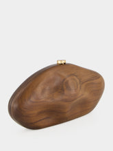 Cult Gaia Walnut Brown Caldera Wooden Clutch