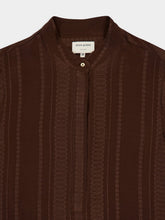 Zeus+Dione Brown Hera Textured Silk Mao Collar Blouse