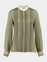 Zeus+Dione Sage Green Hera Textured Silk Blouse