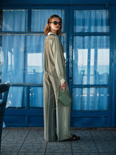 Zeus+Dione Sage Green Hera Textured Silk Blouse