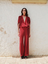 Zeus+Dione Burgundy Diktamo Textured Silk Bodysuit