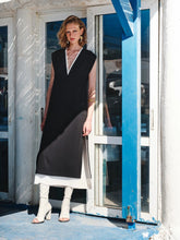 Zeus+Dione Black Bicolor V-Neck Midi Dress