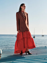 Zeus+Dione Red Daucus Tiered Flared Midi Skirt