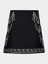 Zeus+Dione Black Cloud Mini Skirt with Ivory Embroidery