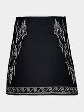 Zeus+Dione Black Cloud Mini Skirt with Ivory Embroidery