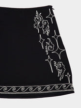 Zeus+Dione Black Cloud Mini Skirt with Ivory Embroidery