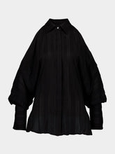 Zeus+Dione Black Off-Shoulder Geranium Textured Silk Shirt